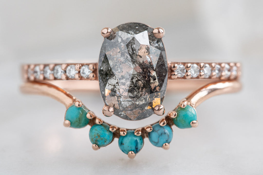 The Willow Ring with a Cushion Cut Black Diamond