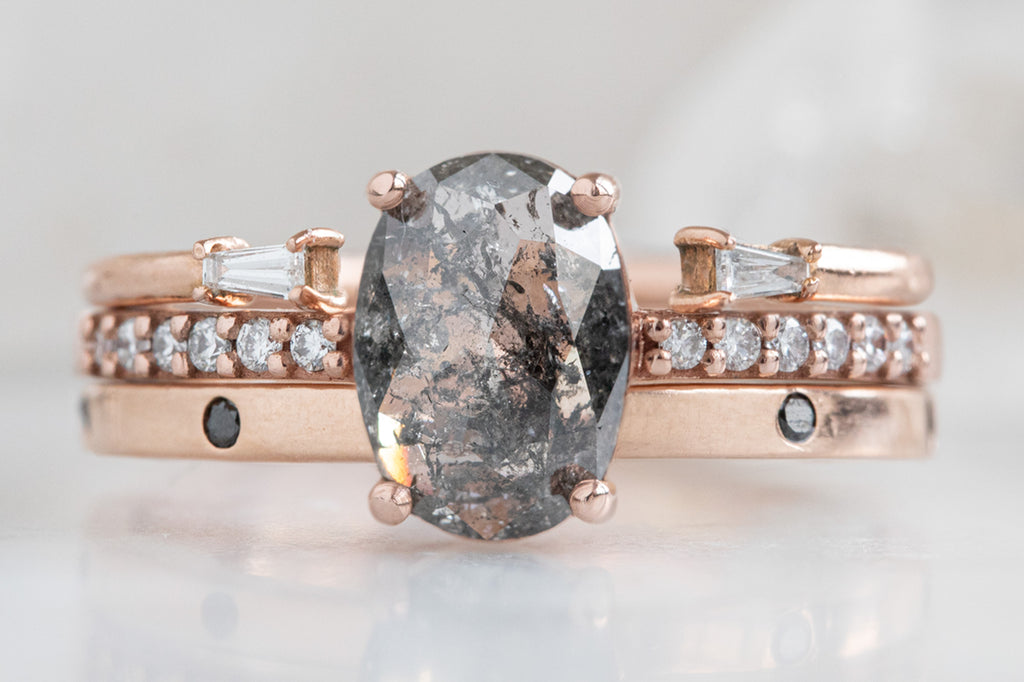 The Willow Ring with a Cushion Cut Black Diamond
