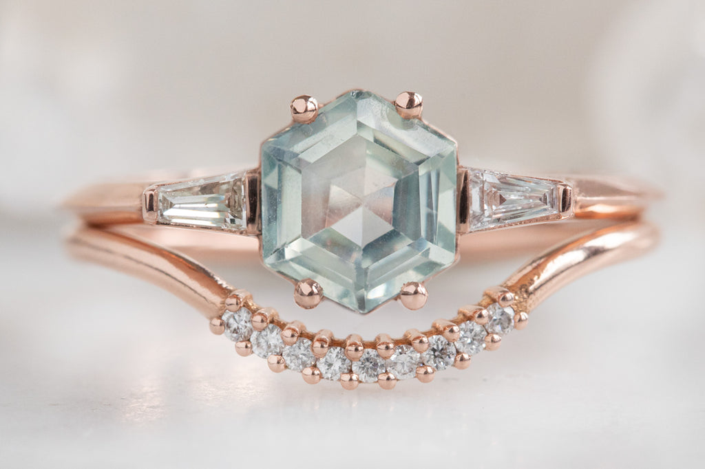 The Ash Ring with a Hexagon Cut Sapphire
