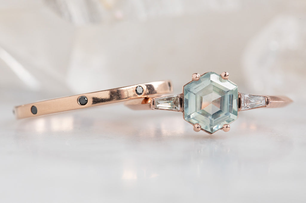 The Ash Ring with a Hexagon Cut Sapphire