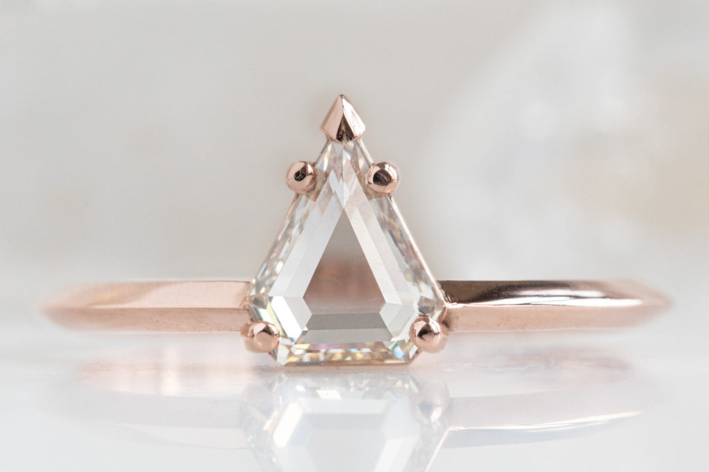 The Sage Ring with a Shield Cut Pale Pink Diamond