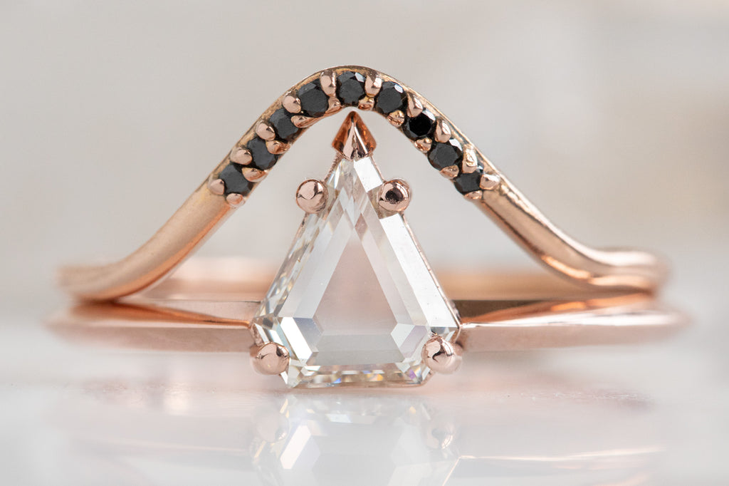 The Sage Ring with a Shield Cut Pale Pink Diamond