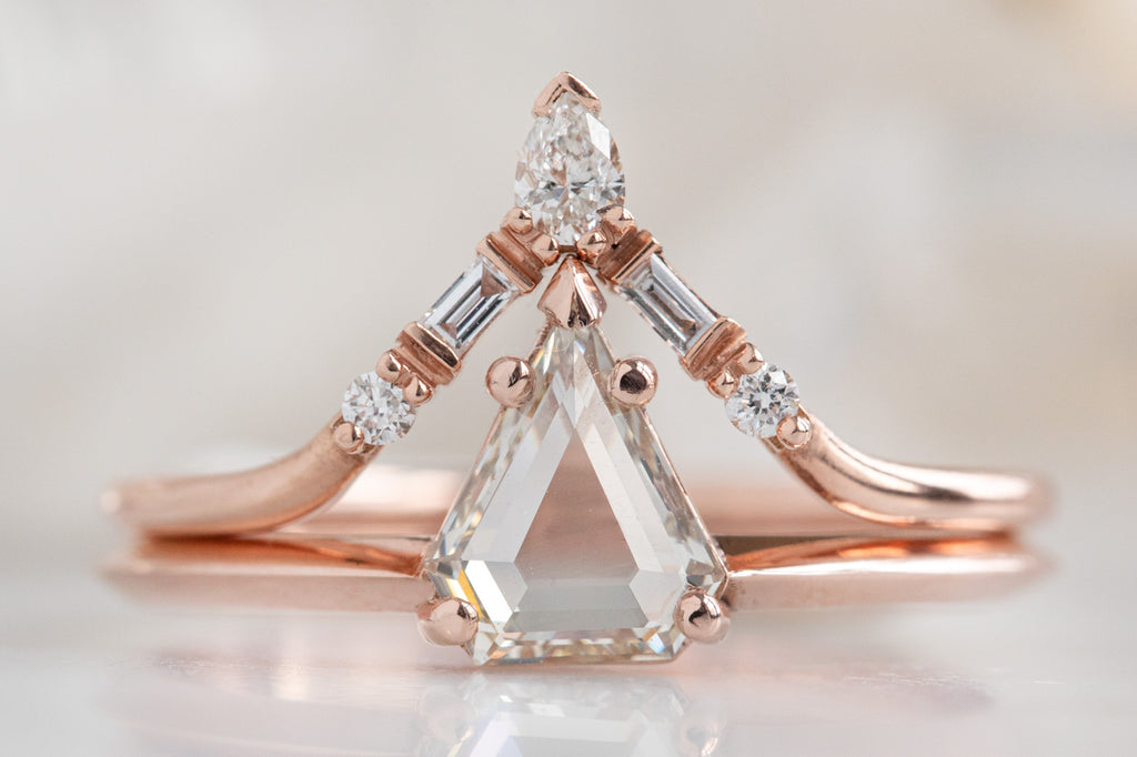 The Sage Ring with a Shield Cut Pale Pink Diamond
