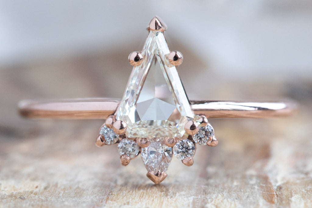 The Aster Ring with a Shield Cut Diamond