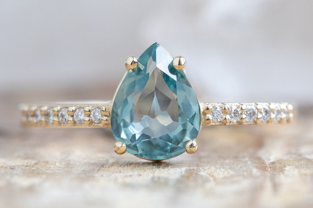 The Willow Ring with a Pear Cut Sapphire