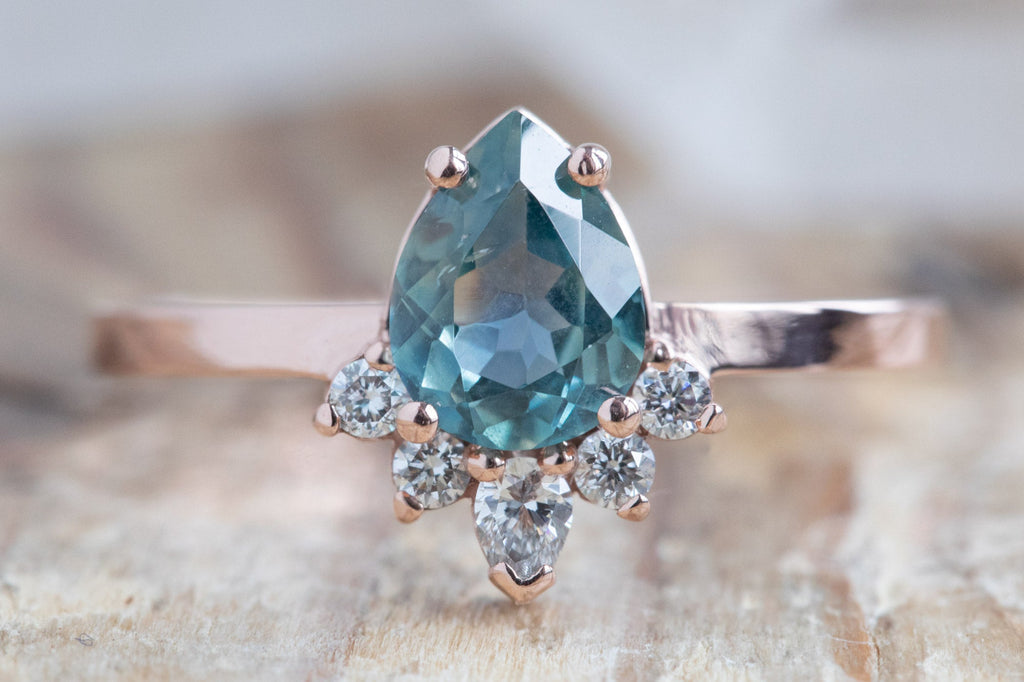 The Aster Ring with a Pear Cut Sapphire