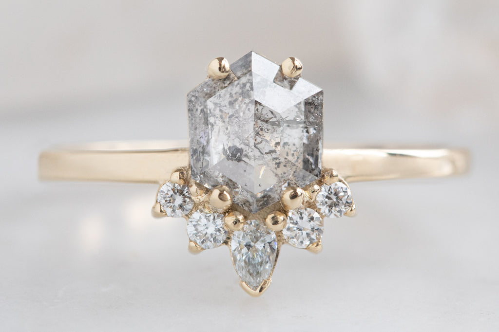 The Aster Ring with a Salt + Pepper Hexagon Diamond