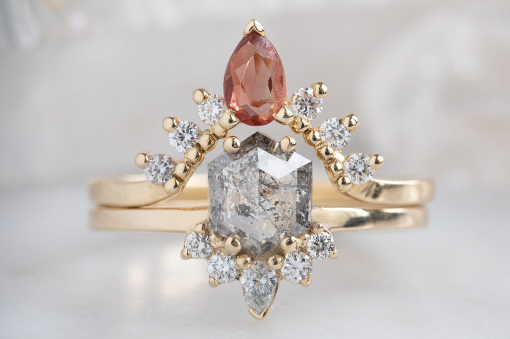 The Aster Ring with a Salt + Pepper Hexagon Diamond