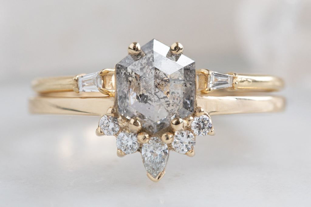The Aster Ring with a Salt + Pepper Hexagon Diamond