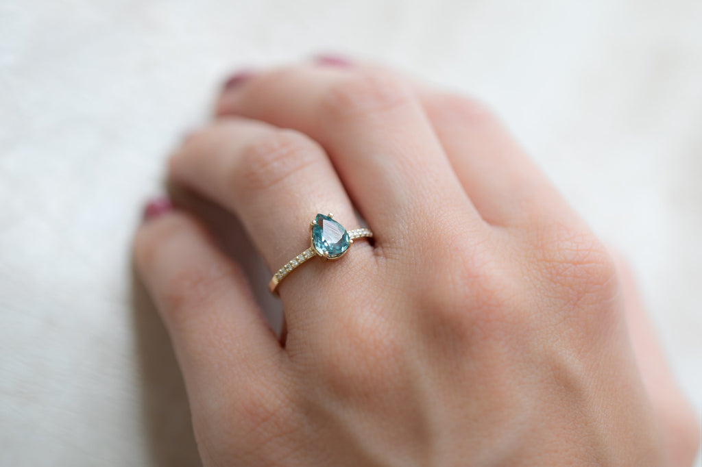 The Willow Ring with a Pear Cut Sapphire