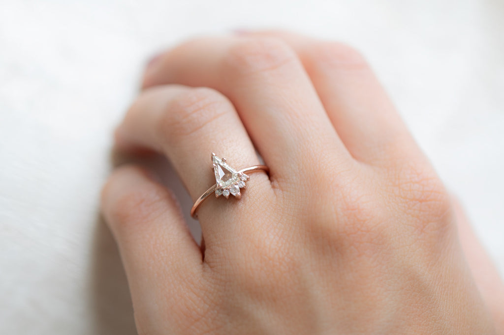 The Aster Ring with a Shield Cut Diamond
