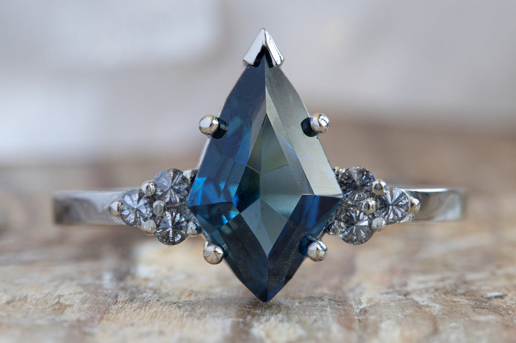 The Ivy Ring with a Geometric Sapphire + Diamonds
