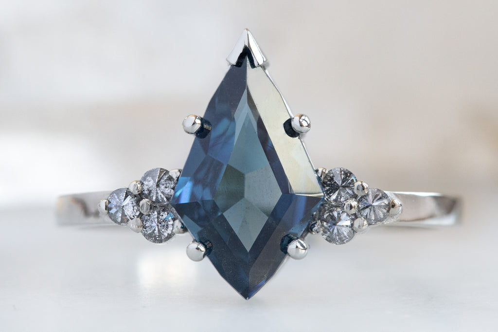 The Ivy Ring with a Geometric Sapphire + Diamonds