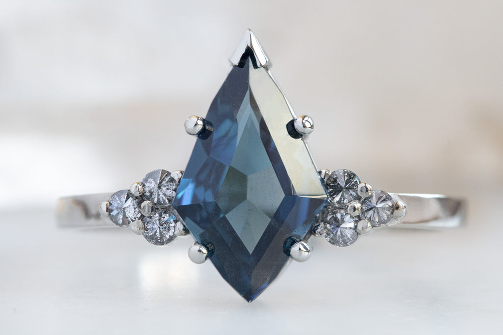 The Ivy Ring with a Geometric Sapphire + Diamonds