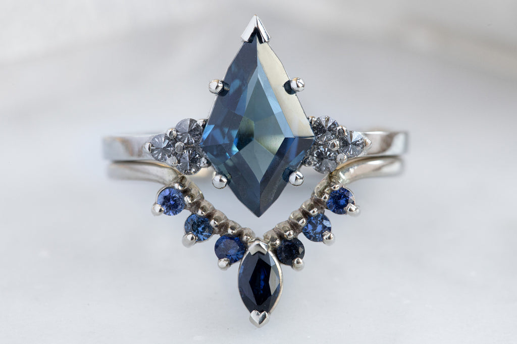 The Ivy Ring with a Geometric Sapphire + Diamonds