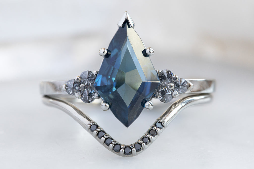 The Ivy Ring with a Geometric Sapphire + Diamonds