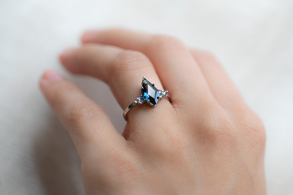 The Ivy Ring with a Geometric Sapphire + Diamonds