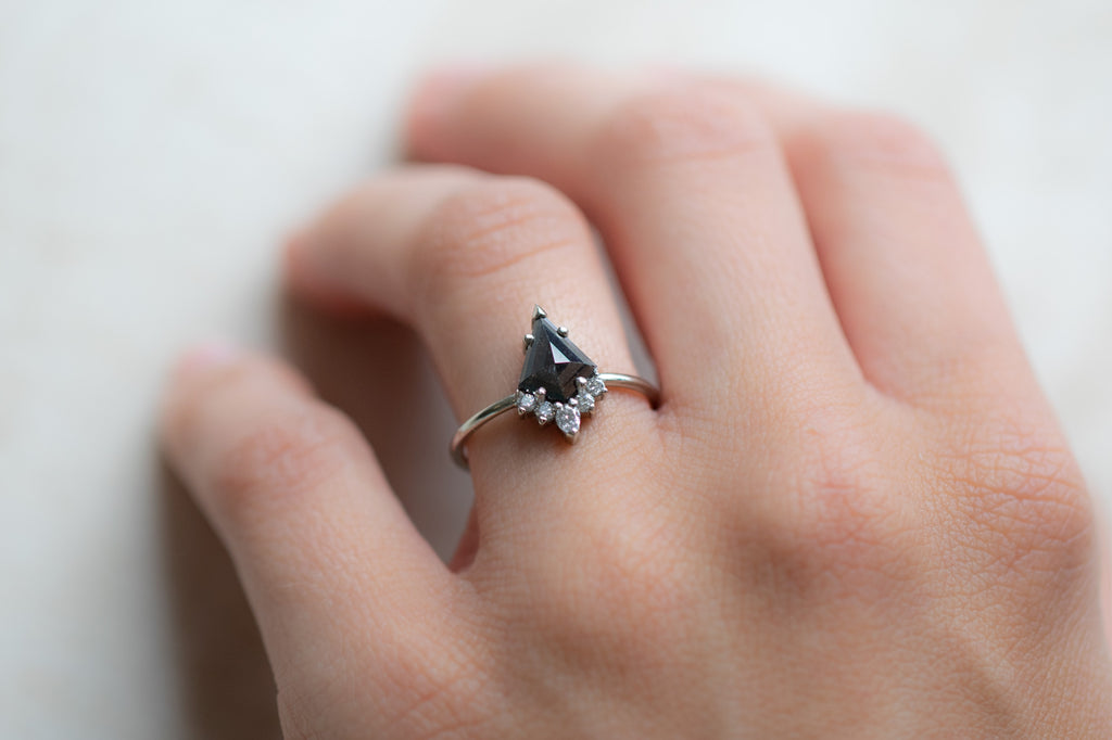 The Aster Ring with a Black Kite Diamond