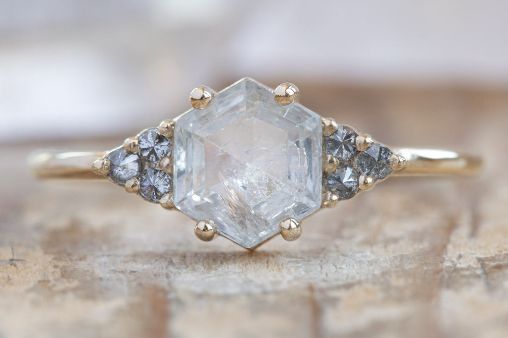 The Ivy Ring with a White Hexagon Diamond