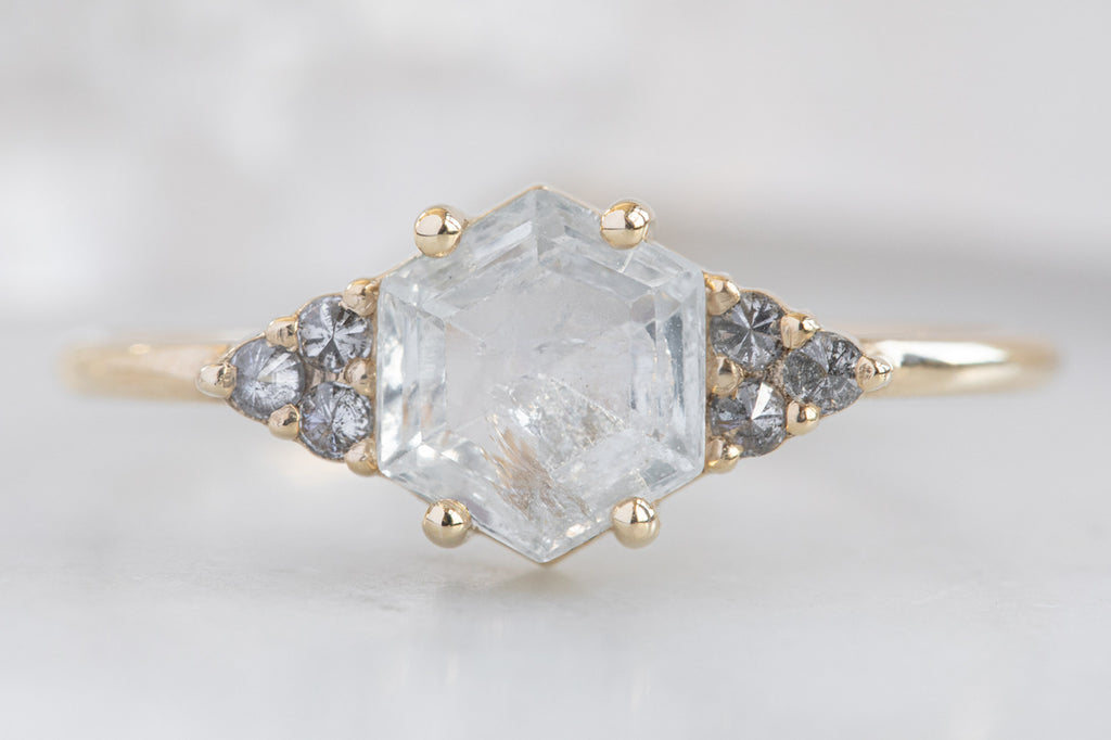The Ivy Ring with a White Hexagon Diamond