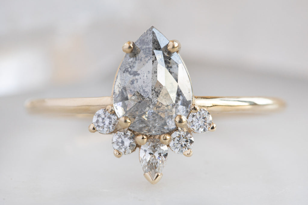 The Aster Ring with a Rose Cut Salt and Pepper Diamond