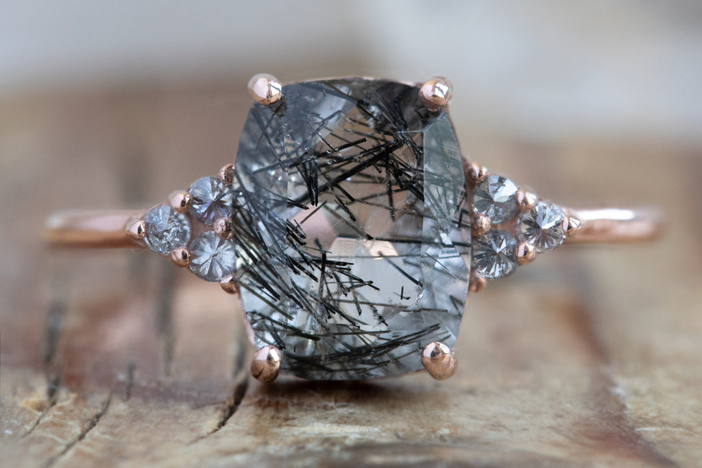The Ivy Ring with Cushion-Cut Tourmaline In Quartz