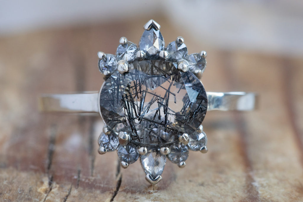 The Lotus Ring with an Oval-Cut Tourmaline in Quartz