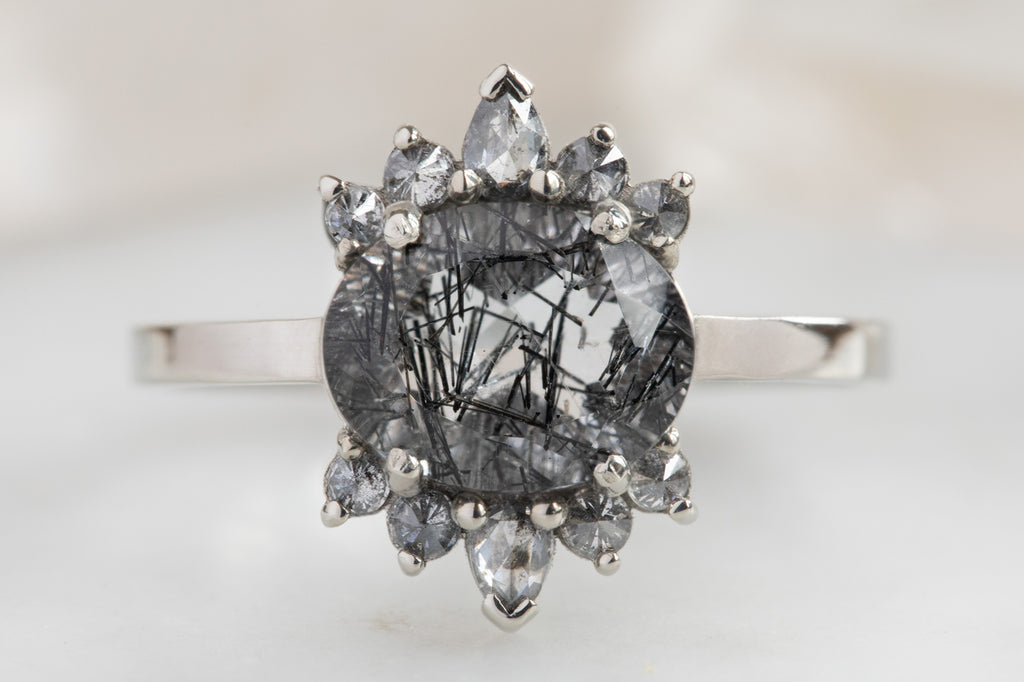 The Lotus Ring with an Oval-Cut Tourmaline in Quartz