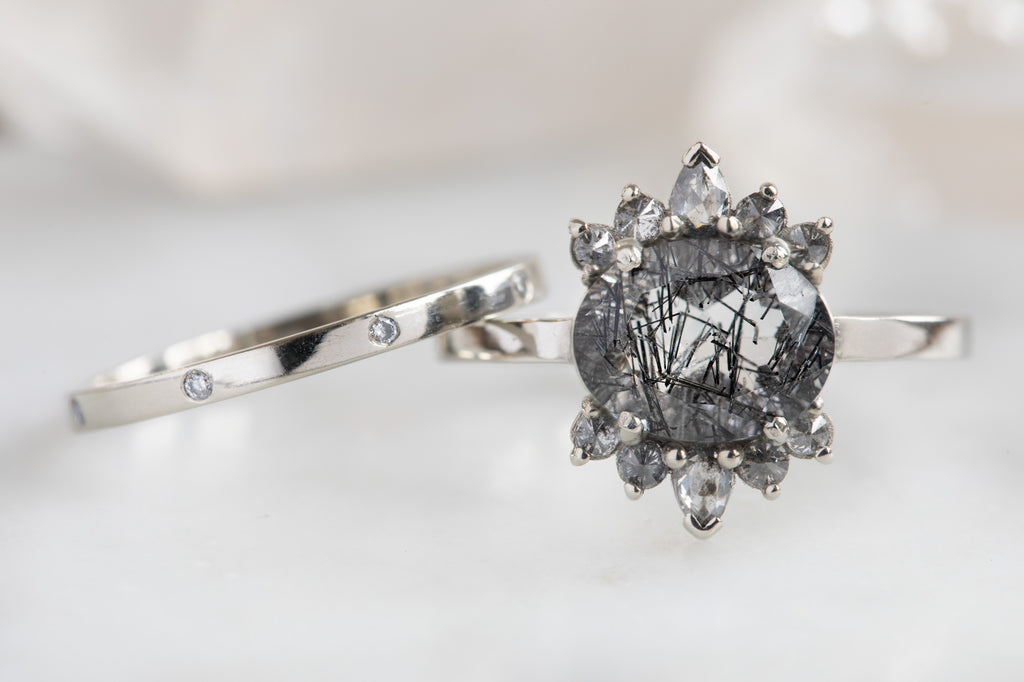 The Lotus Ring with an Oval-Cut Tourmaline in Quartz