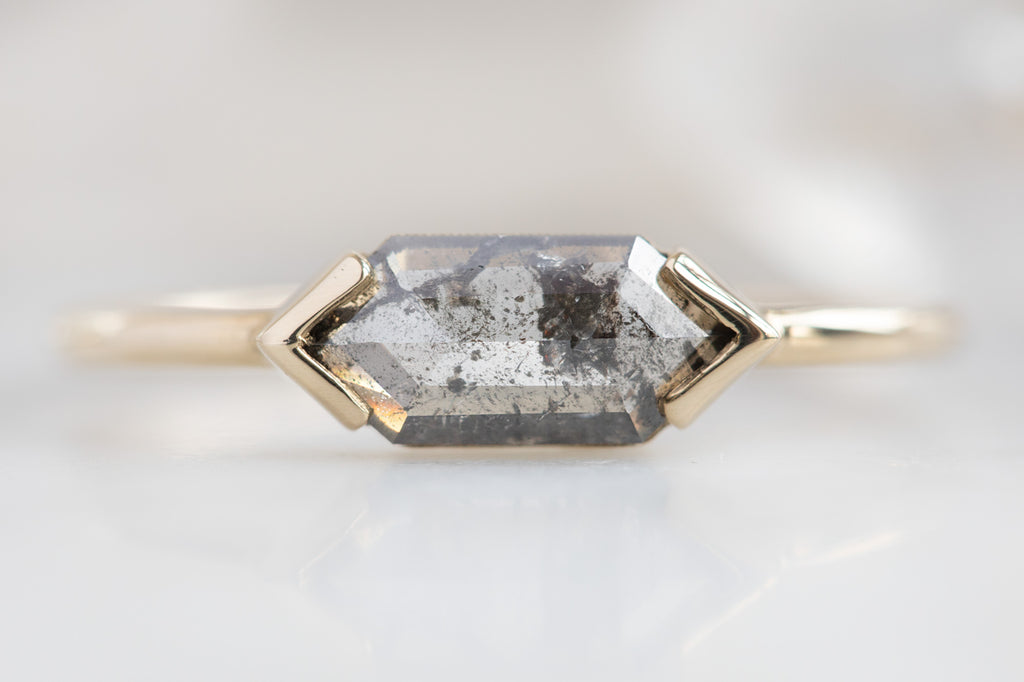 The Sage Ring with a Salt & Pepper Hexagon-Cut Diamond