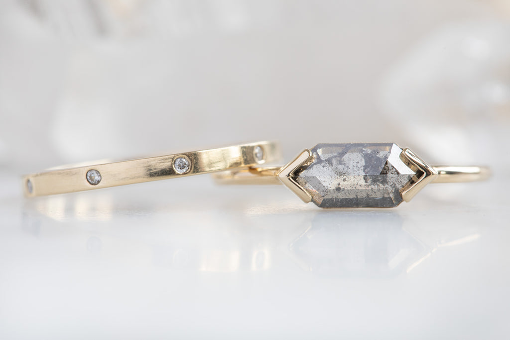 The Sage Ring with a Salt & Pepper Hexagon-Cut Diamond