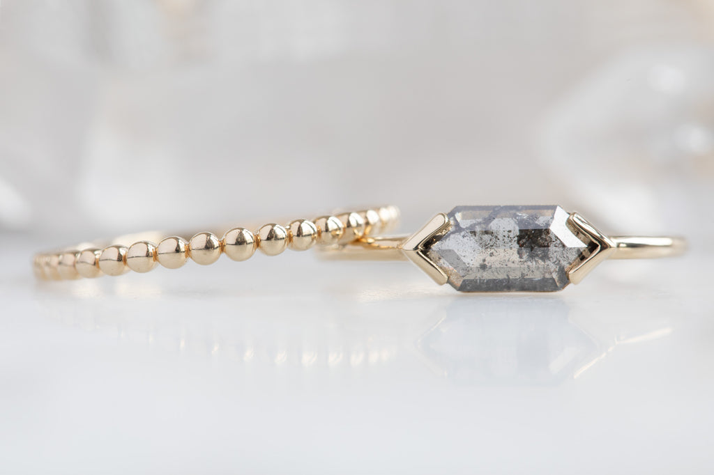 The Sage Ring with a Salt & Pepper Hexagon-Cut Diamond
