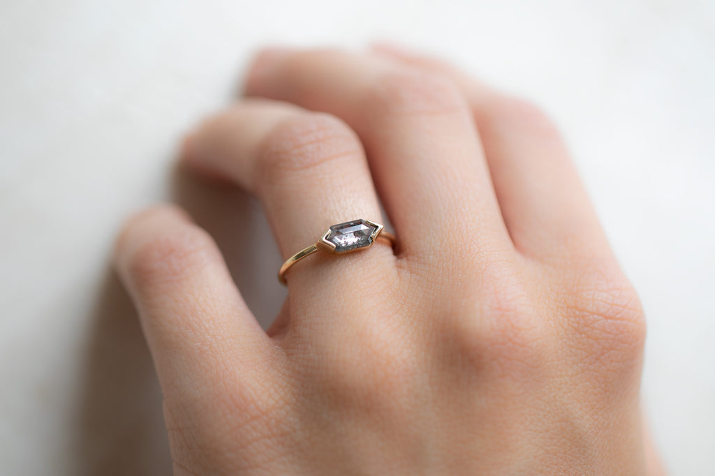 The Sage Ring with a Salt & Pepper Hexagon-Cut Diamond