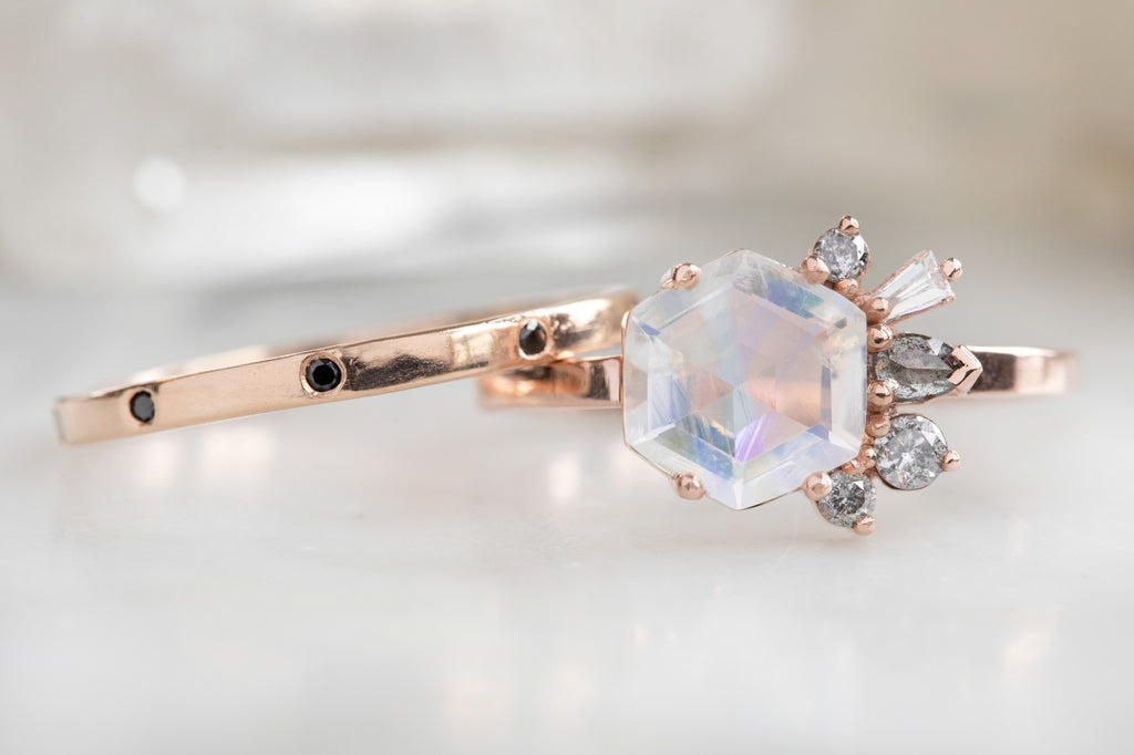 One of a Kind Moonstone + Diamond Cluster Ring