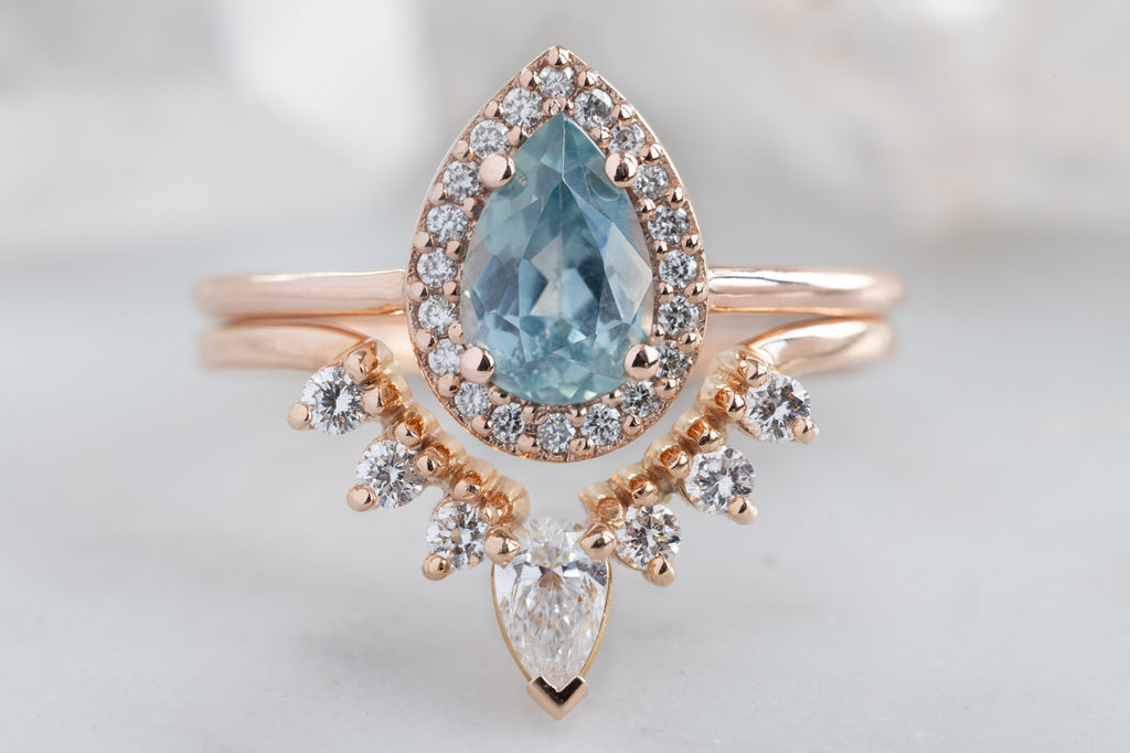 The Dahlia Ring with a Pear-Cut Montana Sapphire