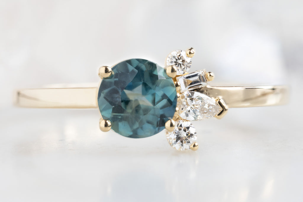One of a Kind Montana Sapphire + Diamond Cluster Ring