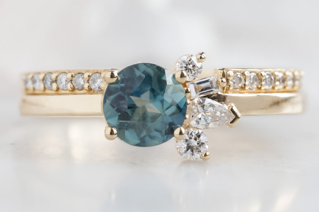 One of a Kind Montana Sapphire + Diamond Cluster Ring