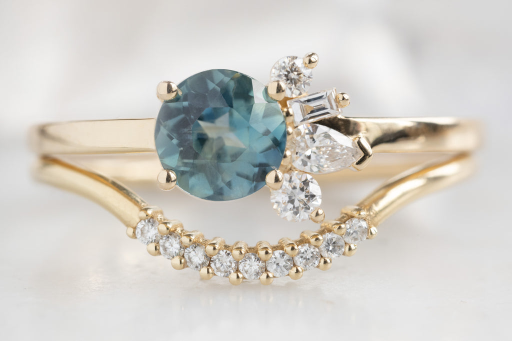 One of a Kind Montana Sapphire + Diamond Cluster Ring