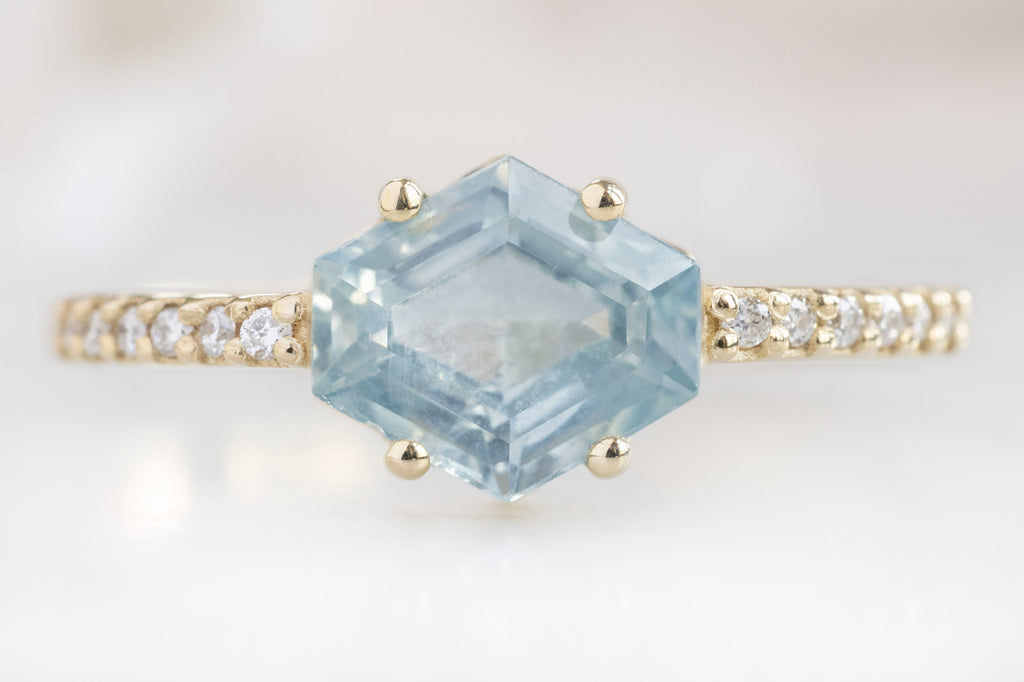 The Willow Ring with a Montana Sapphire Hexagon