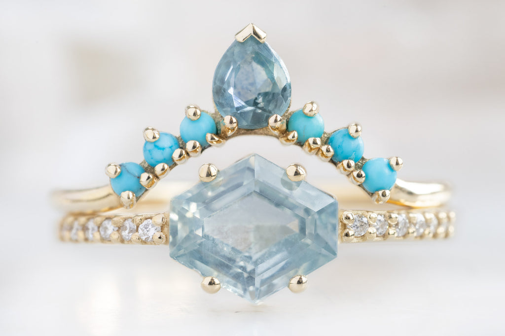 The Willow Ring with a Montana Sapphire Hexagon