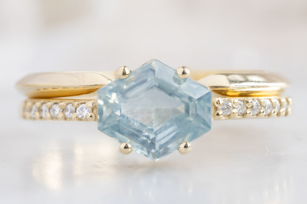 The Willow Ring with a Montana Sapphire Hexagon