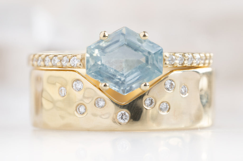 The Willow Ring with a Montana Sapphire Hexagon