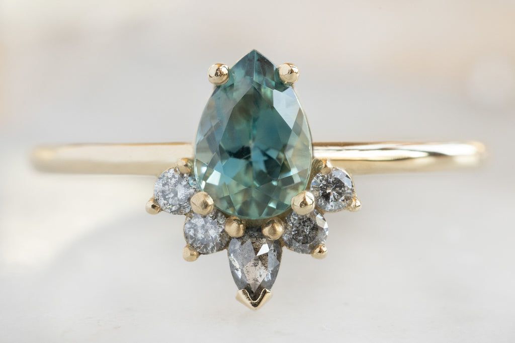 The Aster Ring with a Pear-Cut Montana Sapphire