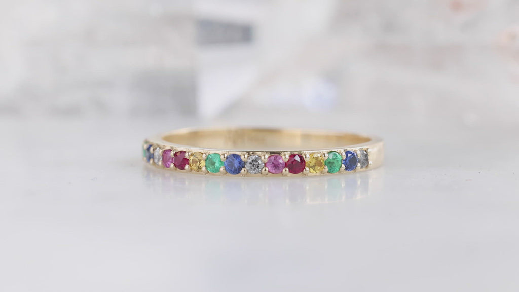 Pave sapphire eternity band sale