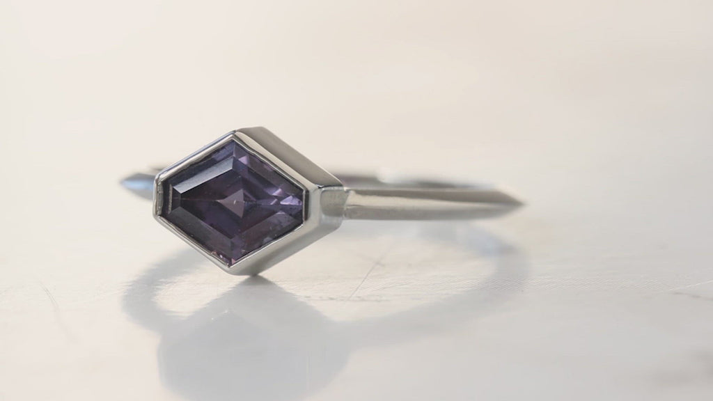 The Hazel Ring with an Artisan-Cut Violet Sapphire