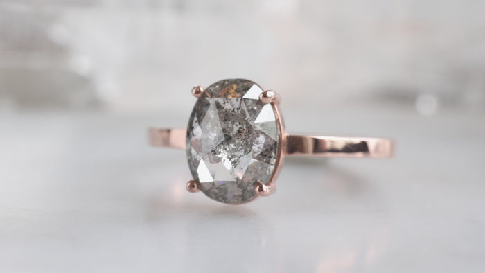The Bryn Ring with an Oval-Cut Salt and Pepper Diamond