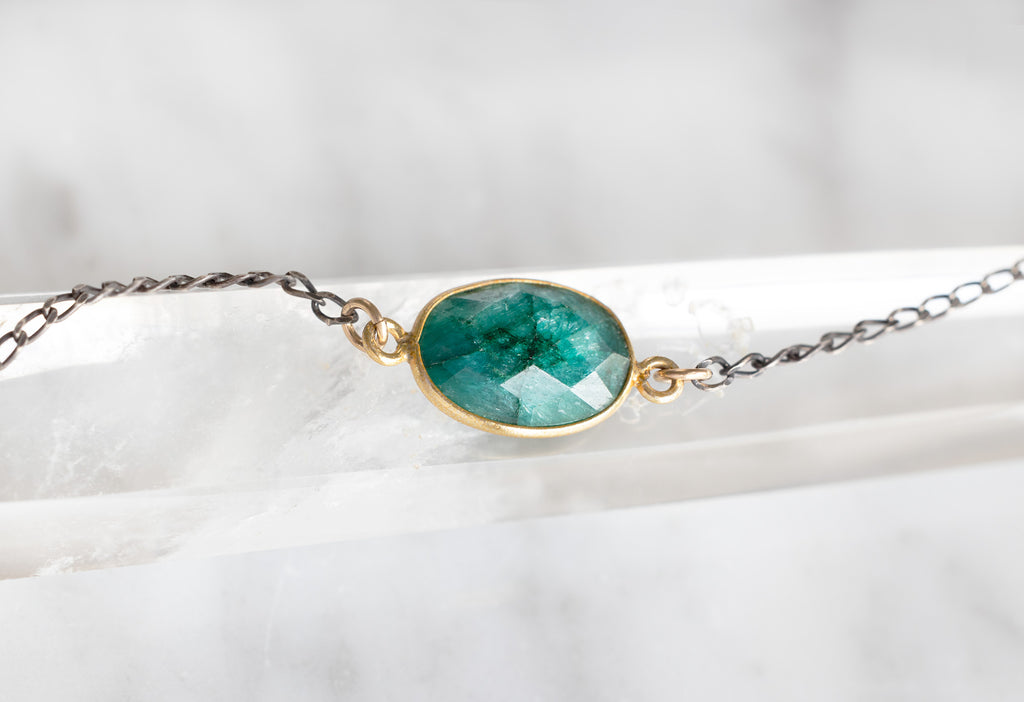 Asymmetrical Emerald Gemstone Necklace