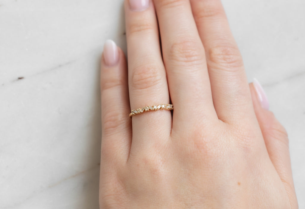 Baguette Confetti Stacking Band on Model
