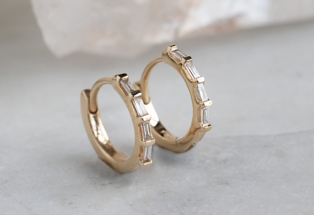 Baguette Diamond Huggie Hoops