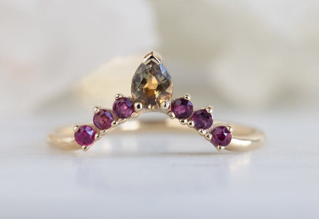 Bicolor Sapphire + Ruby Sunburst Stacking Ring